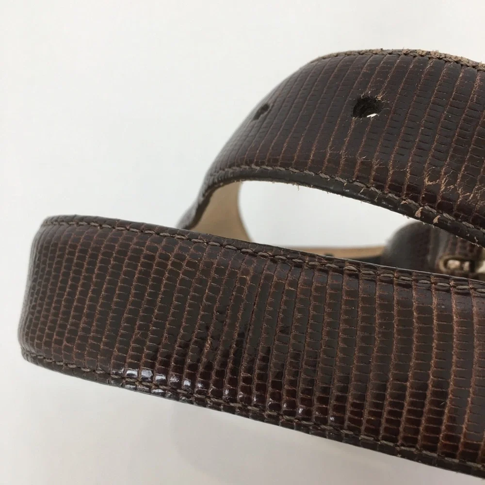 Brighton Brown Leather Belt Snakeskin Embossed Women’s Size S Preppy Old Money